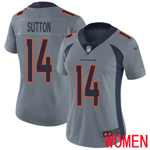 Women Denver Broncos #14 Courtland Sutton Limited Silver Inverted Legend Football NFL Jersey